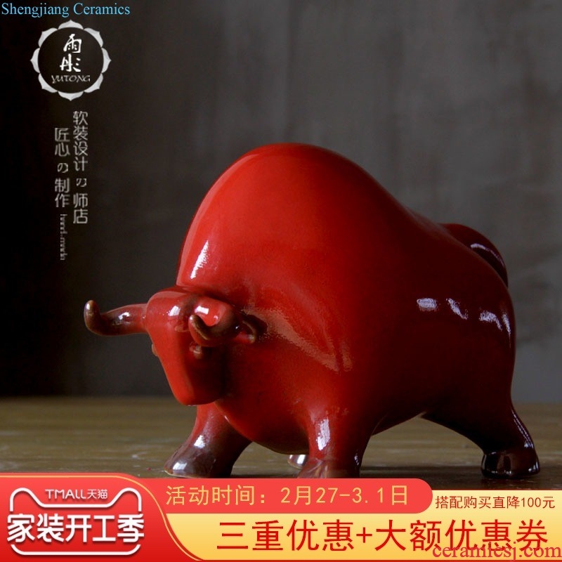 Rain tong home | jingdezhen ceramics ceramic ma/cattle household handmade ceramic decoration crafts are sitting room