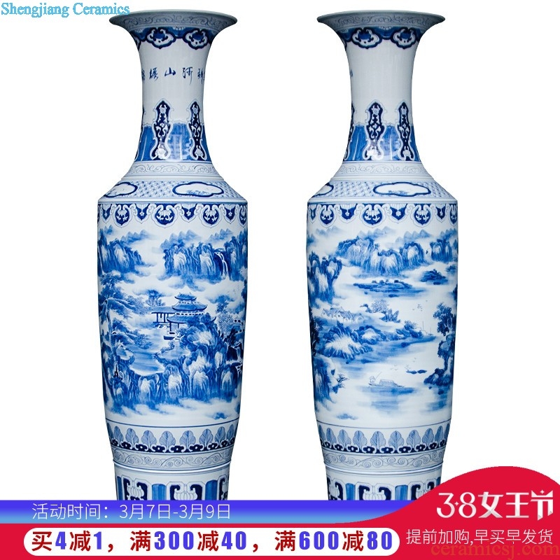 Famous master of jingdezhen ceramics hand-painted vases, flower arranging furnishing articles furnishing articles five sub-ka Chinese style living room decoration