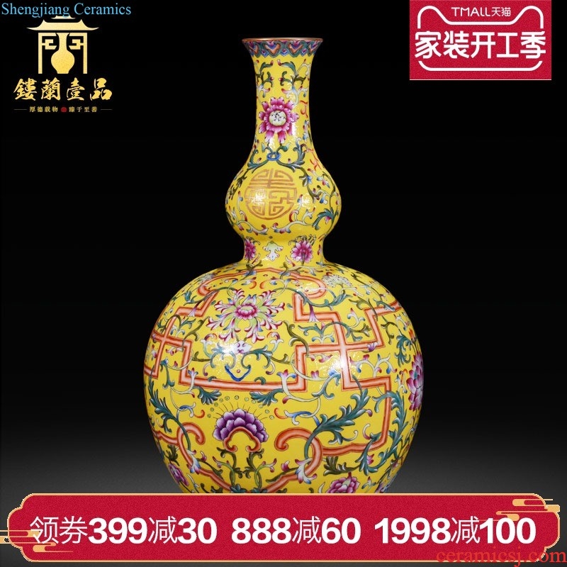 Jingdezhen ceramics imitation qing qianlong pastel hundred bucks grain ears statue of Chinese style living room decorative home furnishing articles collection