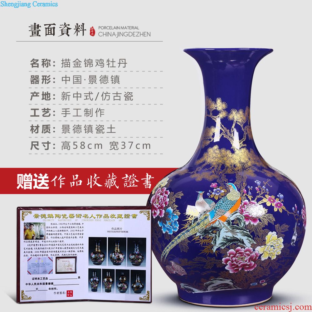 Jingdezhen ceramics hand-painted bamboo report peaceful vases, flower arranging dried flowers sitting room adornment of Chinese style household furnishing articles