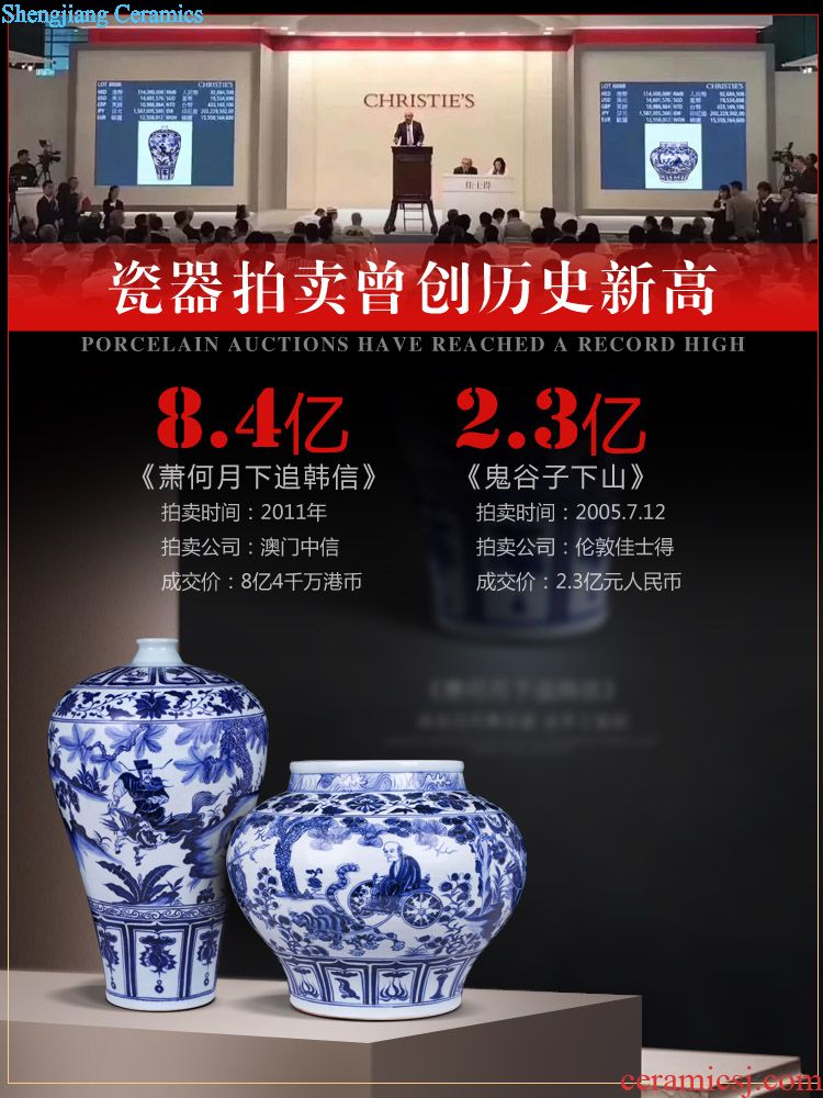 Jingdezhen ceramics hand-painted large vases, flower arrangement sitting room of Chinese style household adornment TV ark rich ancient frame furnishing articles