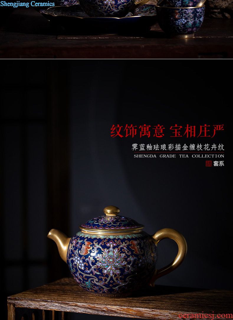 Holy big teapot hand-painted ceramic kung fu heavy colour ewer all hand jingdezhen blue and white flower tea pot