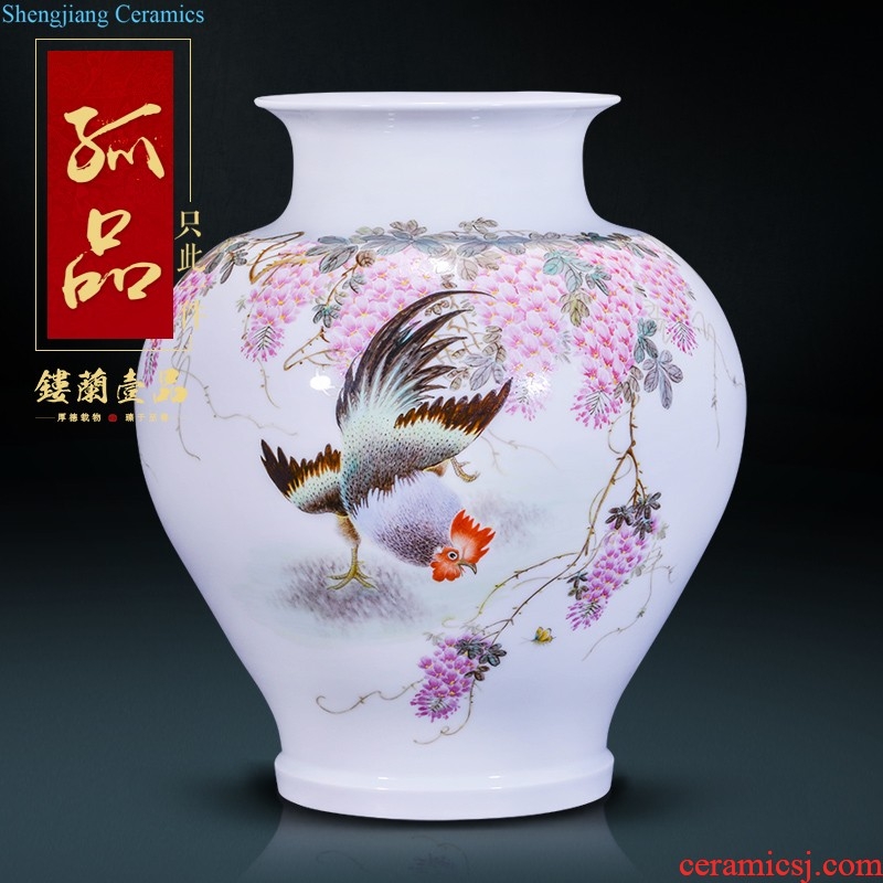 Jingdezhen ceramic antique yongzheng alum red paint Chinese modern floret bottle of decorative home furnishing articles collection, Kowloon