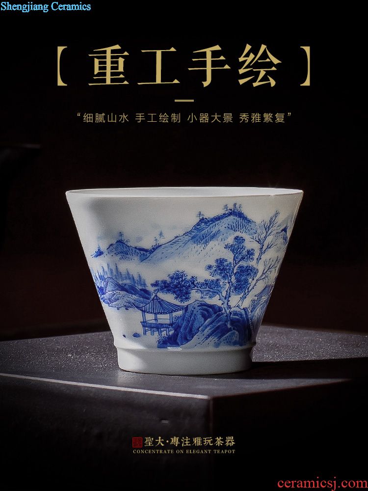 Holy big ceramic kung fu tea tea masters cup manual ji blue glaze colour, single cup jingdezhen tea sample tea cup