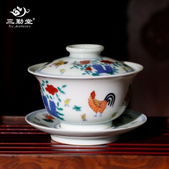 Three frequently hand-painted master of blue and white porcelain cup Tea foam glaze sample tea cup kung fu tea TZS323 ceramic cup