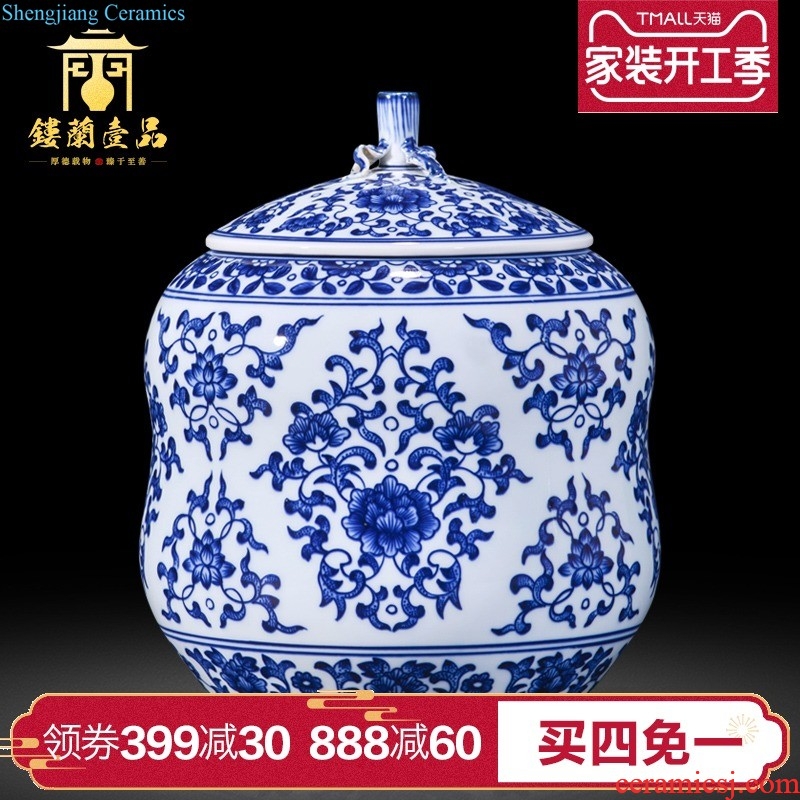 Jingdezhen ceramics imitation qing qianlong bound lotus flower tea pot of new Chinese style household adornment rich ancient frame furnishing articles sitting room