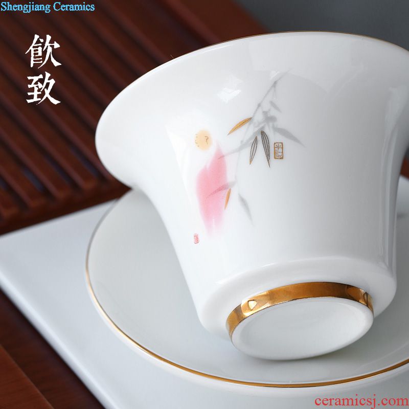 Drink to ceramic hand-painted under glaze color antique tea ceremony master mat saucer kunfu tea cups supporting Japanese