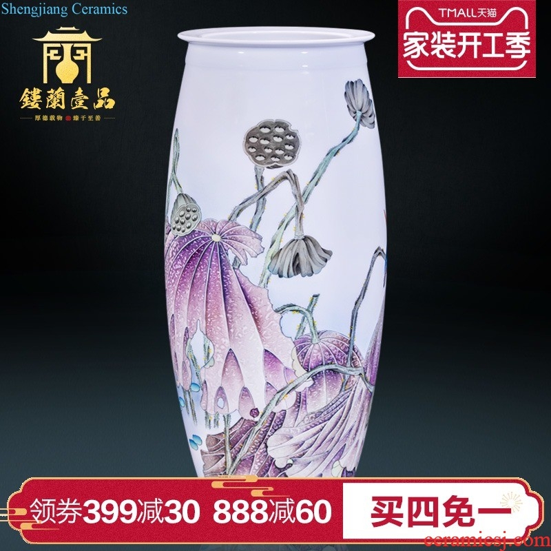 Master of jingdezhen ceramics hand-painted powder enamel decoration vase rich ancient frame of new Chinese style household furnishing articles in the living room