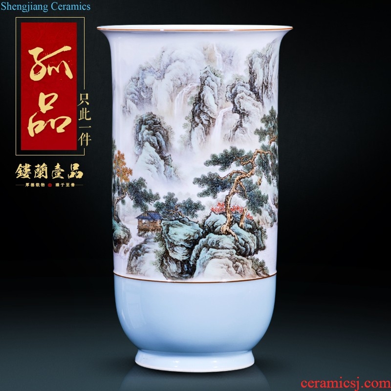 Jingdezhen ceramics by hand crane peach decoration as large vases, new Chinese style living room home furnishing articles