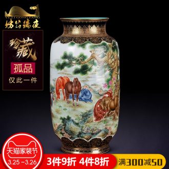 Jingdezhen ceramics furnishing articles imitation qing qianlong red bottom phase pattern celestial treasure vase Chinese style household ornaments