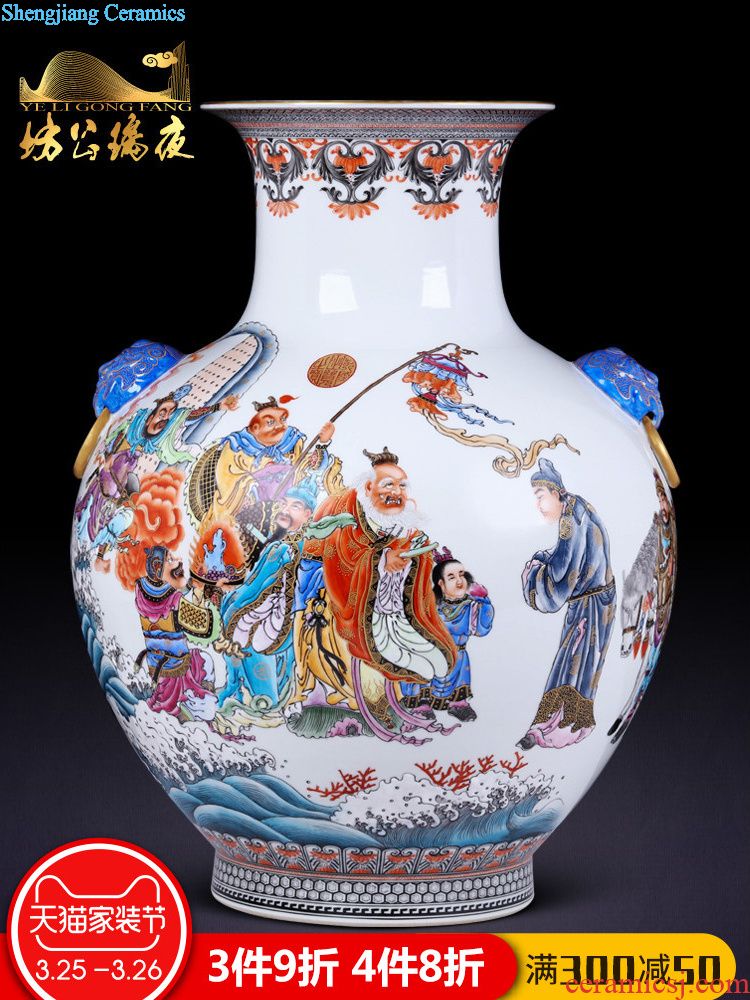 Jingdezhen ceramics furnishing articles hand-painted five blessings vases, flower arrangement sitting room adornment of Chinese style household decoration