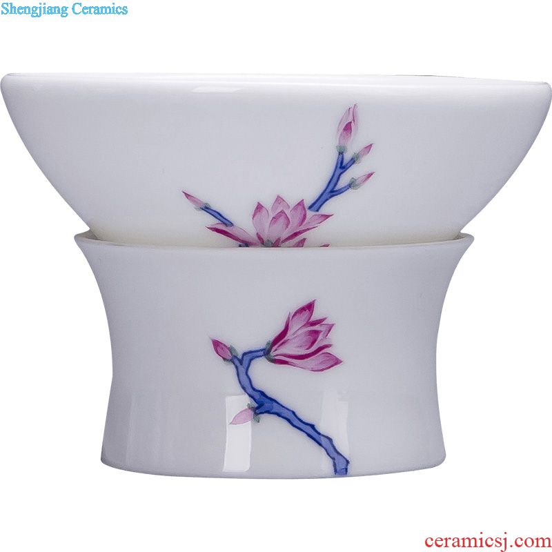 Holy big ceramic kung fu tea color suits hand-painted porcelain dou yulan eight head tureen jingdezhen set of tea cups