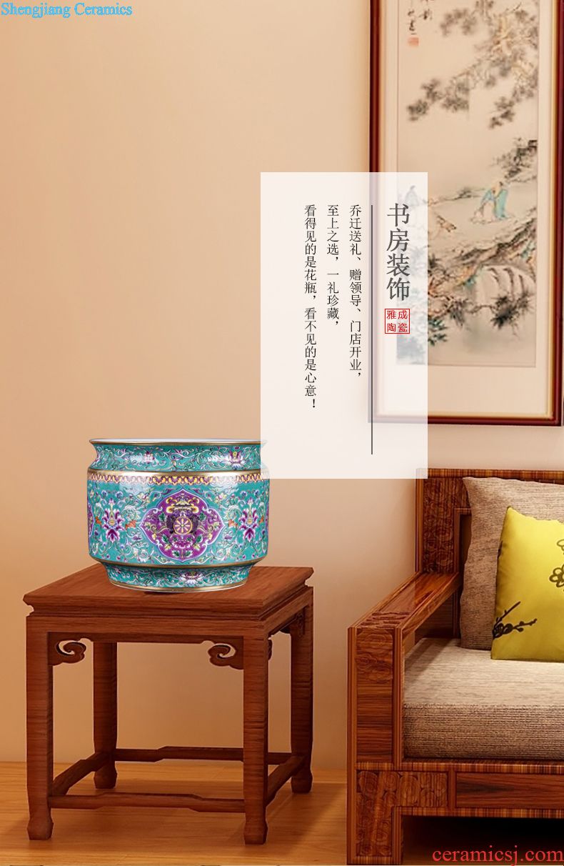 Jingdezhen ceramic antique colored enamel flower vase decoration furnishing articles new Chinese style household porcelain decoration in the sitting room