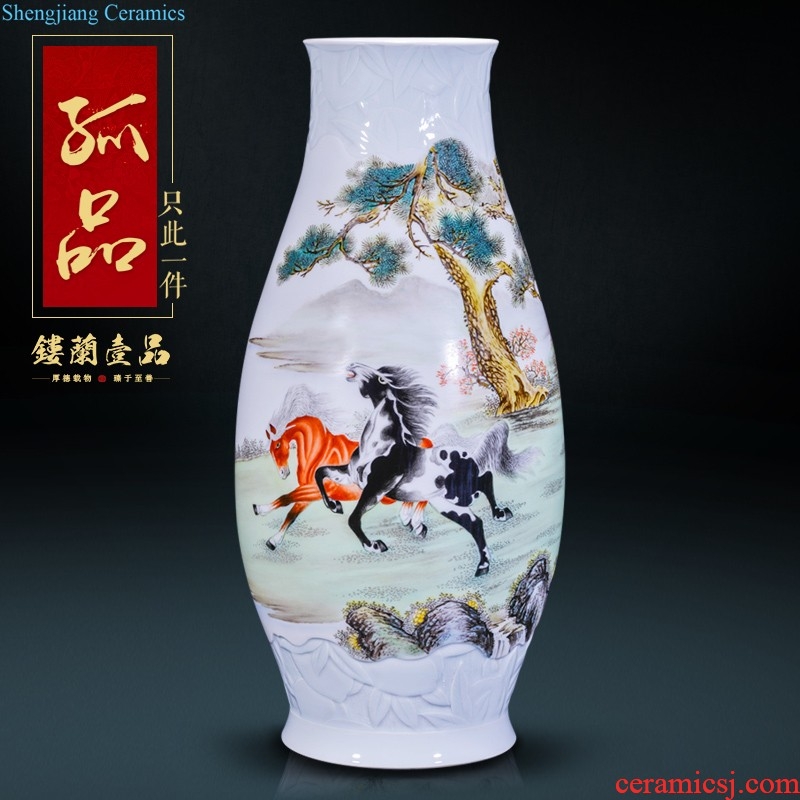 Jingdezhen ceramics imitation qing qianlong bound branch lotus gourd bottle of new Chinese style household adornment rich ancient frame furnishing articles sitting room