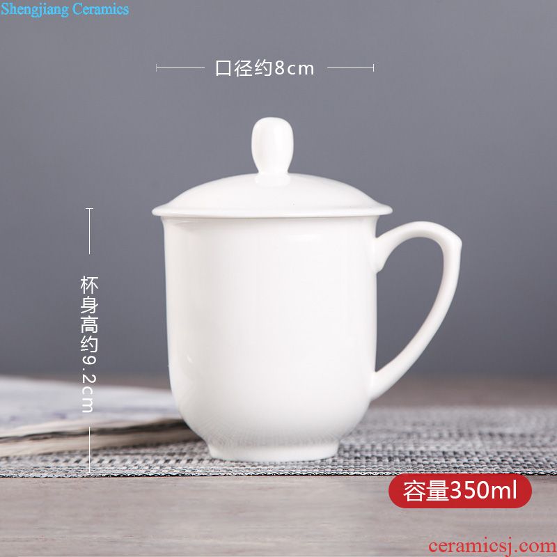 Jingdezhen ceramic cup with cover bone China large ceramic cups water glass cup gift cup custom office meeting