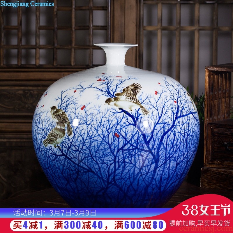 Famous master of jingdezhen ceramics hand-painted gold rat blue and white porcelain vase prosperous wealth sitting room adornment handicraft furnishing articles