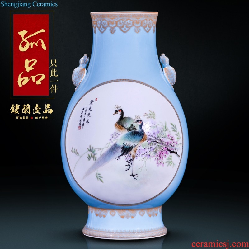 Jingdezhen ceramics hand-painted powder enamel of large vases, new Chinese style living room flower arranging home furnishing articles