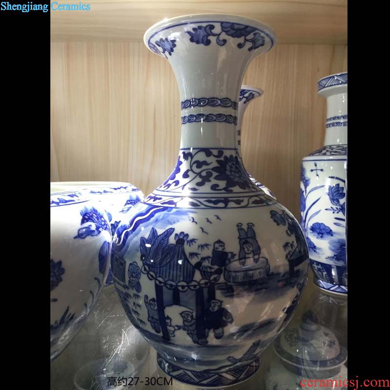 Jingdezhen hand-painted famille rose flower display mesa golden vase high-grade prosperous modern pastel vase vase