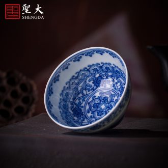 Holy big ceramic hand-painted pastel "four beauties" cup of jingdezhen all hand kung fu tea master cup