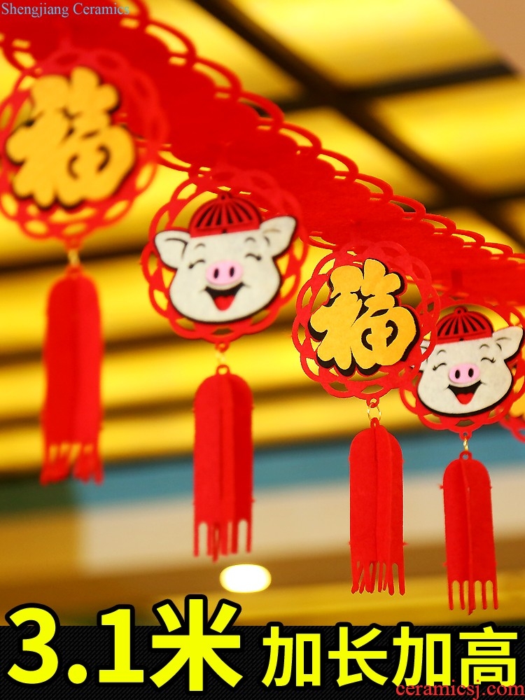 Spring Festival couplet flocking couplet 2.2 meters 2019 year of pig decor items moved into New Year couplet