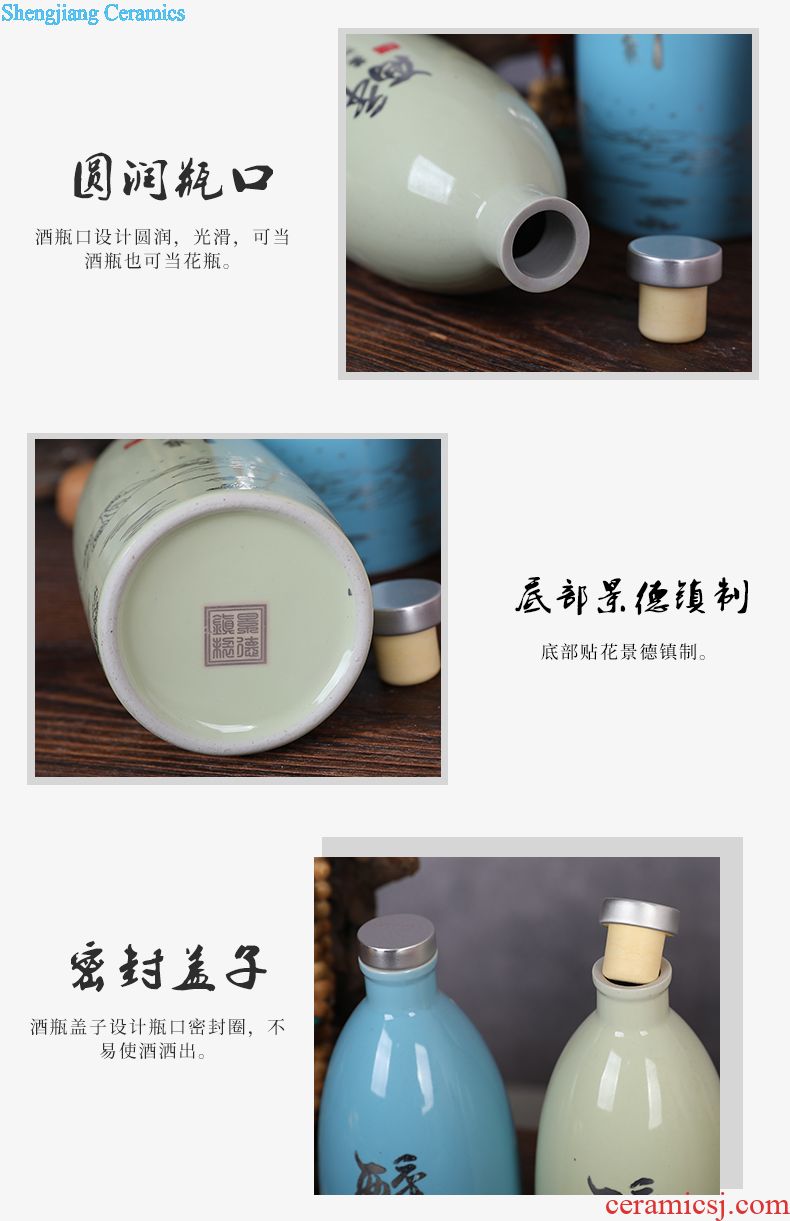Jingdezhen ceramic barrel storage bins moistureproof insect-resistant cylinder ricer box kg30 20 jins 50 kg sealed with cover tank