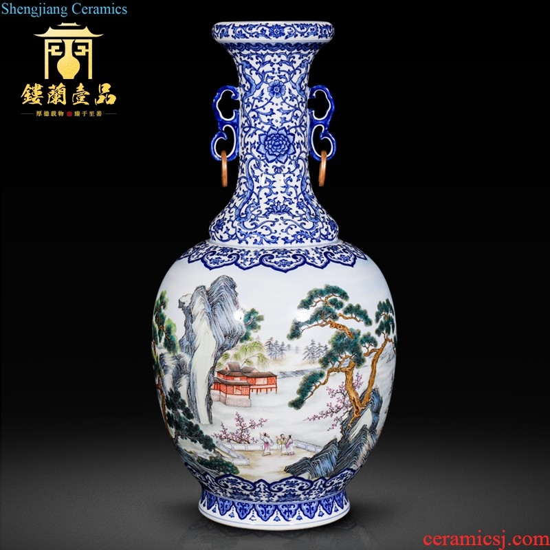 China jingdezhen ceramic art master Zhu Zhengrong hand-painted vases, new Chinese style home sitting room adornment is placed