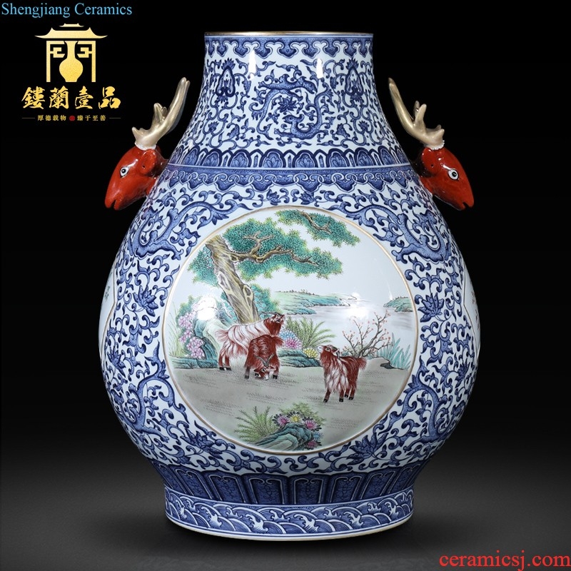 Jingdezhen ceramics hand-painted jack pastel beauty put vase new rich ancient frame of Chinese style household decorative furnishing articles