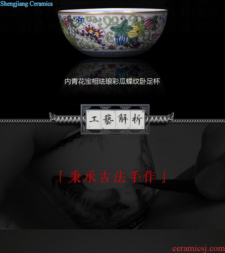 Santa teacups hand-painted ceramic kungfu pastel lanqiu chrysanthemum figure sample tea cup cup all hand of jingdezhen tea service master