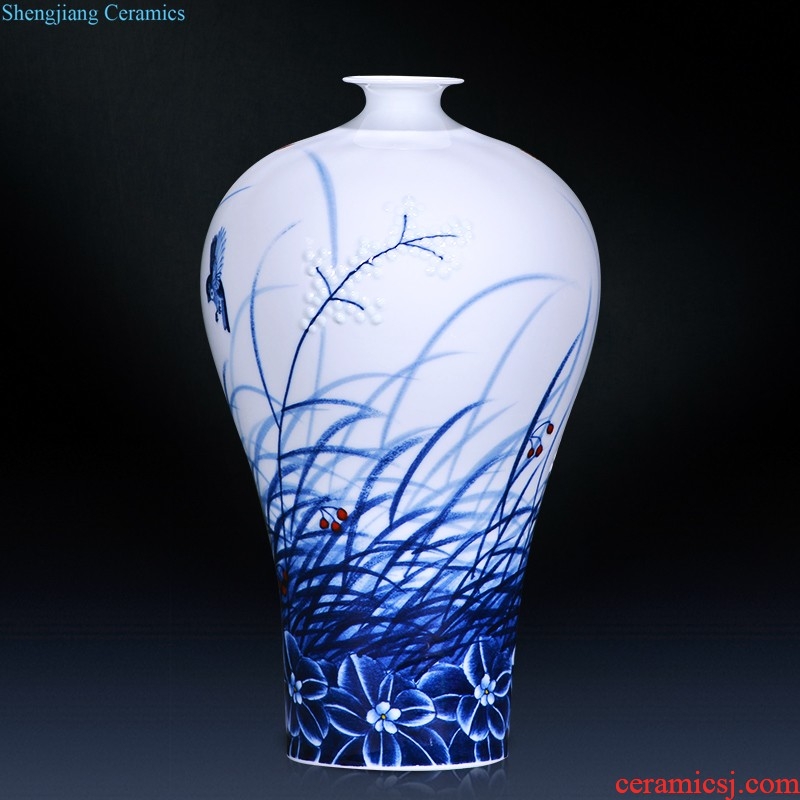 Jingdezhen ceramics hand-painted ceramic vase furnishing articles lotus pond clear interest mei bottles of modern home decoration decoration sitting room