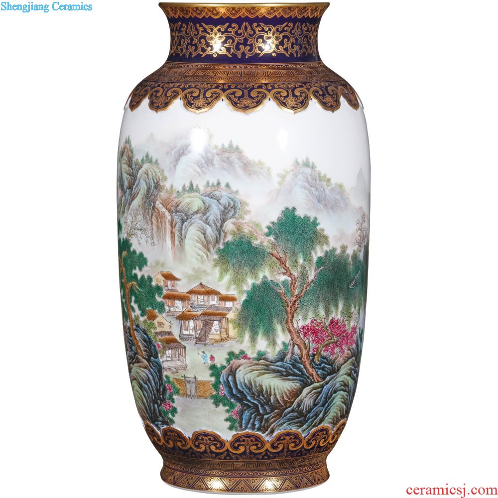 Jingdezhen ceramics furnishing articles hand-painted proud snow ice pose vases, flower arranging Chinese style household living room TV cabinet decoration