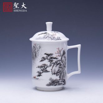 The big bucket hand-painted ceramic slag fangming jingdezhen blue and white tie up branch lotus - water bearing all hand kung fu tea accessories