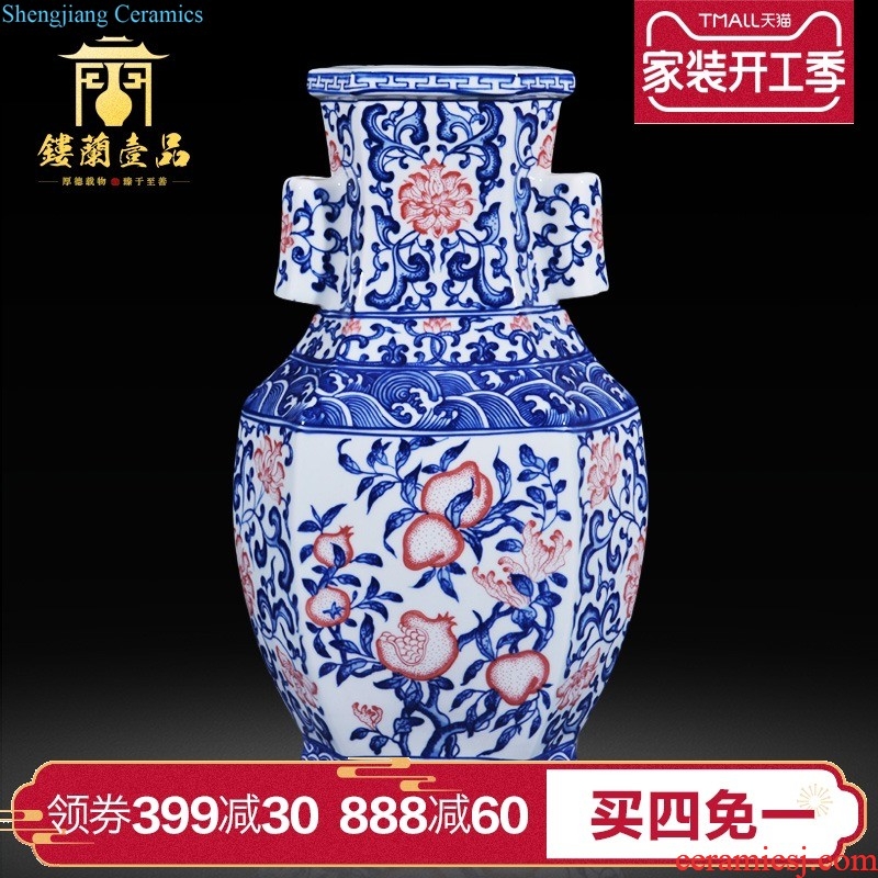 Jingdezhen ceramics archaize qianlong blue-and-white youligong red dragon grain collection furnishing articles home decoration design the living room