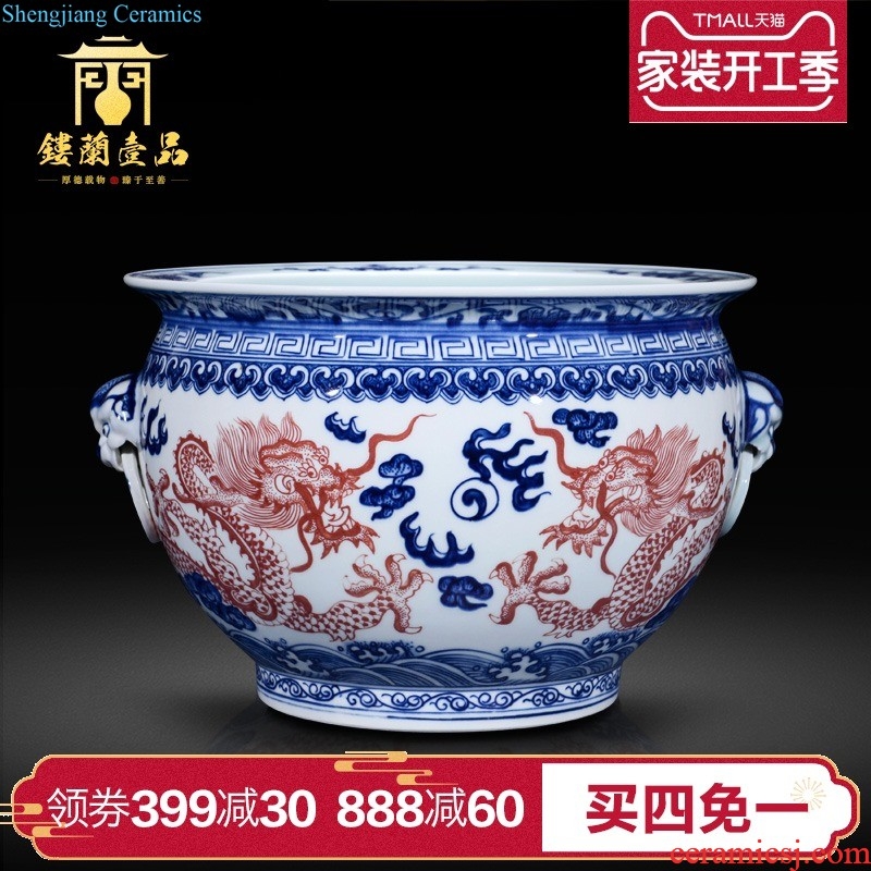 Jingdezhen ceramics hand-painted famille rose flower vase blooming flowers Chinese style living room home decoration collection furnishing articles