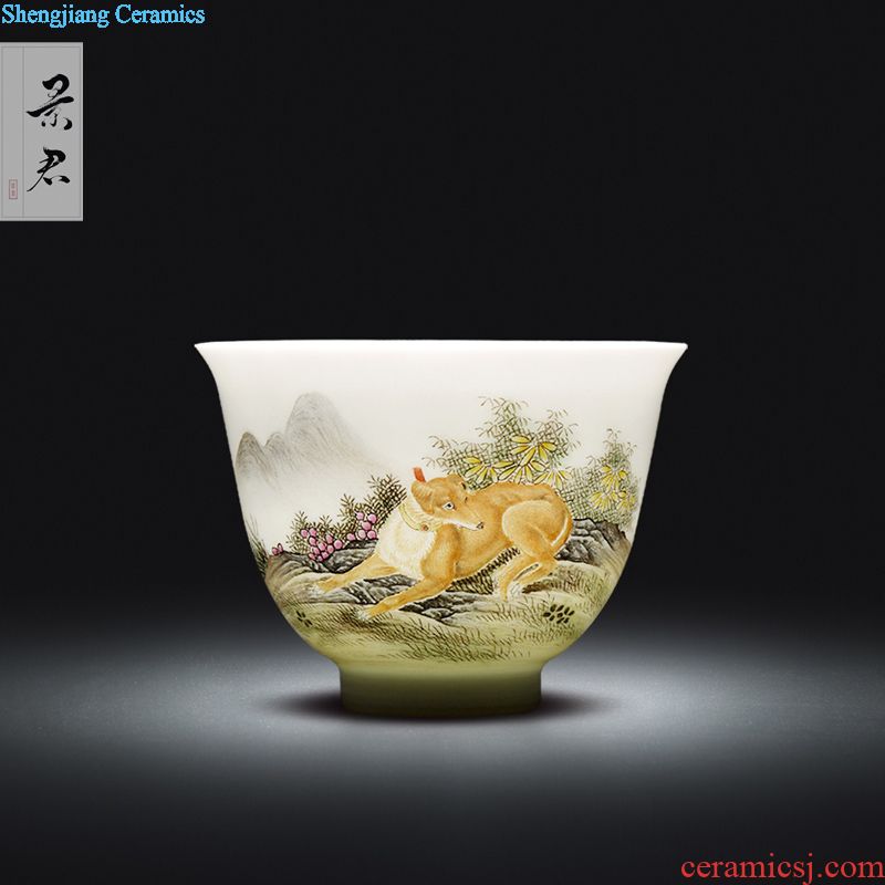 Jingdezhen hand-painted colored enamel master cup single cup JingJun kung fu tea sample tea cup small tea cups