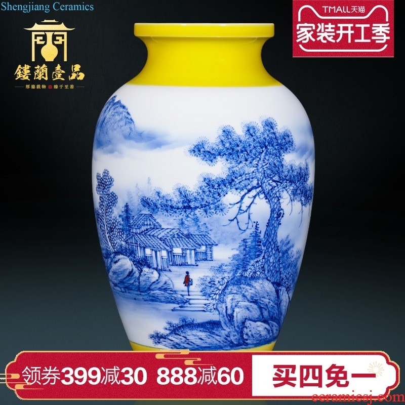 Jingdezhen ceramic hand-painted thin body new Chinese style flower vase contemporary home sitting room porch decorative furnishing articles