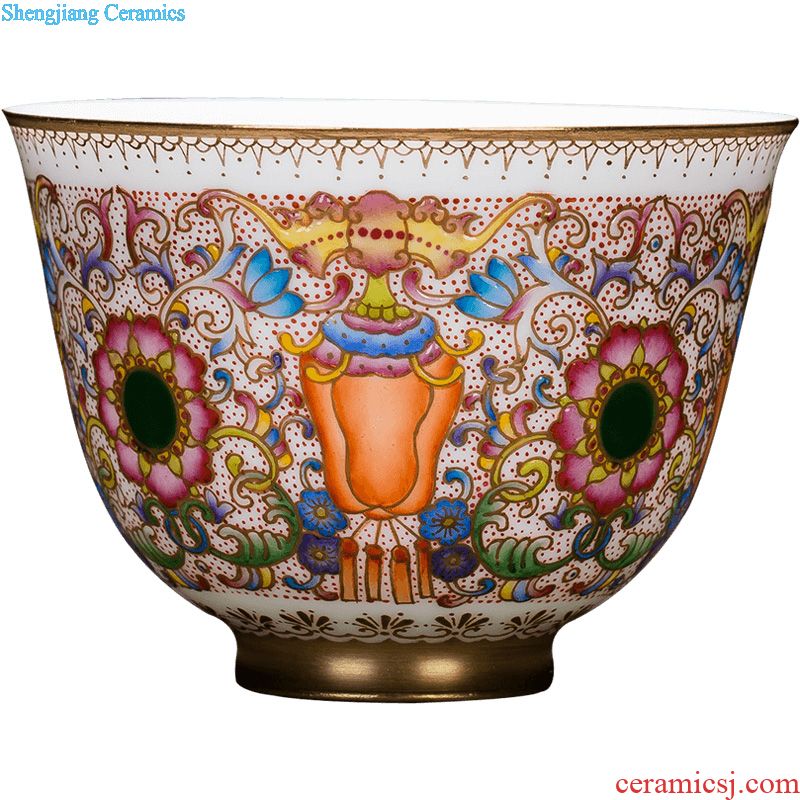 Holy big ceramic kung fu tea master cup hand-painted pastel poetic landscape six-party cup jingdezhen tea sample tea cup