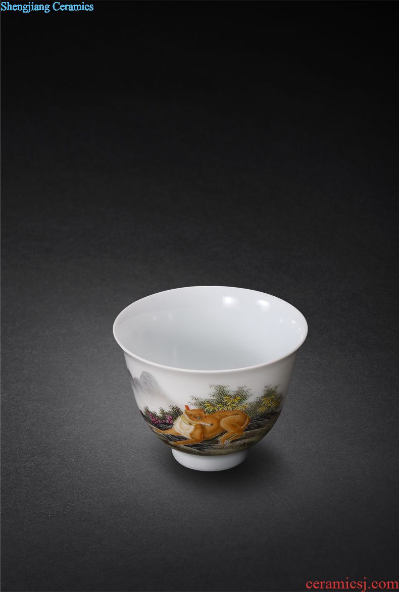 Jingdezhen hand-painted colored enamel master cup single cup JingJun kung fu tea sample tea cup small tea cups