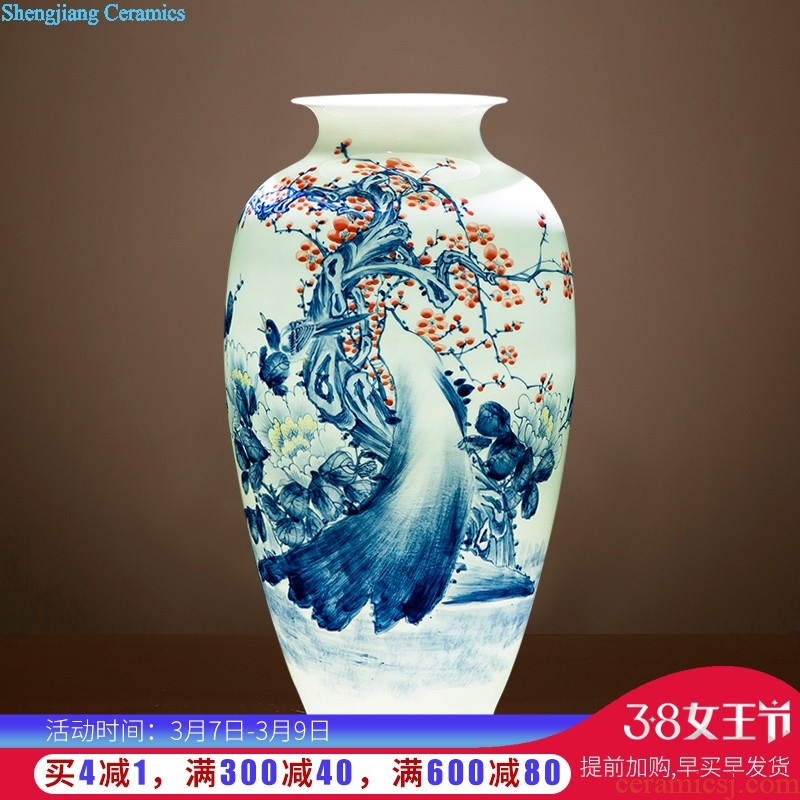 Jingdezhen ceramic powder enamel famous hand-painted vases, harmony is the sitting room of Chinese style household rich ancient frame decorative furnishing articles