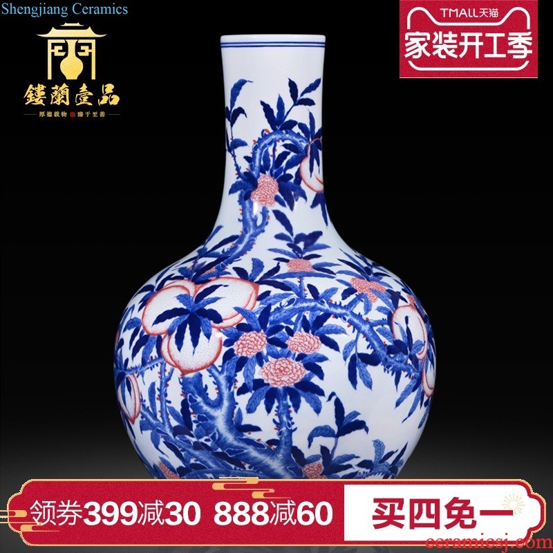 Jingdezhen ceramics imitation qing qianlong vase powder enamel guanyin sitting room of new Chinese style household adornment furnishing articles