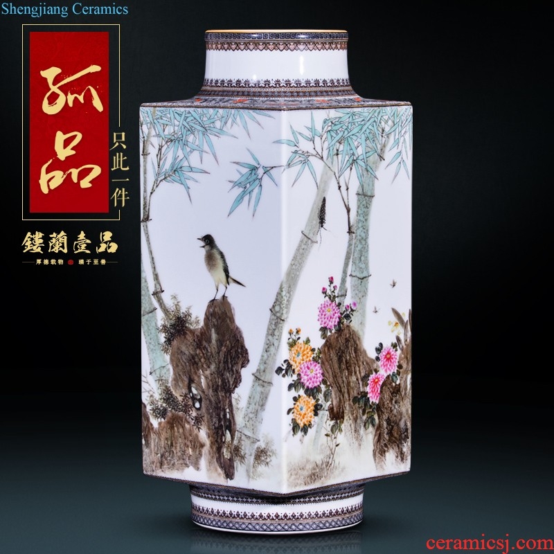 Hand-painted jingdezhen ceramics powder enamel vase inserted new Chinese style living room flower arranging household decorates furnishing articles