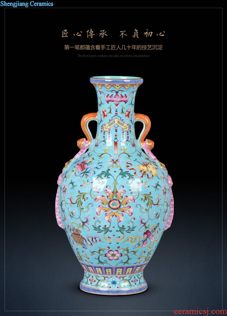 Jingdezhen ceramics imitation qing qianlong enamel vase new Chinese flower arrangement sitting room adornment rich ancient frame furnishing articles