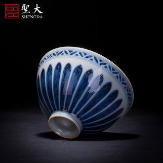 Holy big ceramic kung fu tea sample tea cup antique hand-painted character cup all hand of jingdezhen tea service master