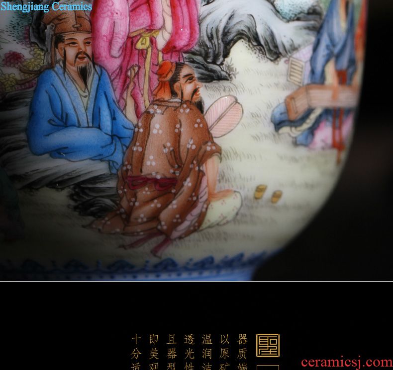 Santa teacups hand-painted ceramic kungfu heavy pastel Confucius teaching figure lying fa cup cup of jingdezhen tea service master
