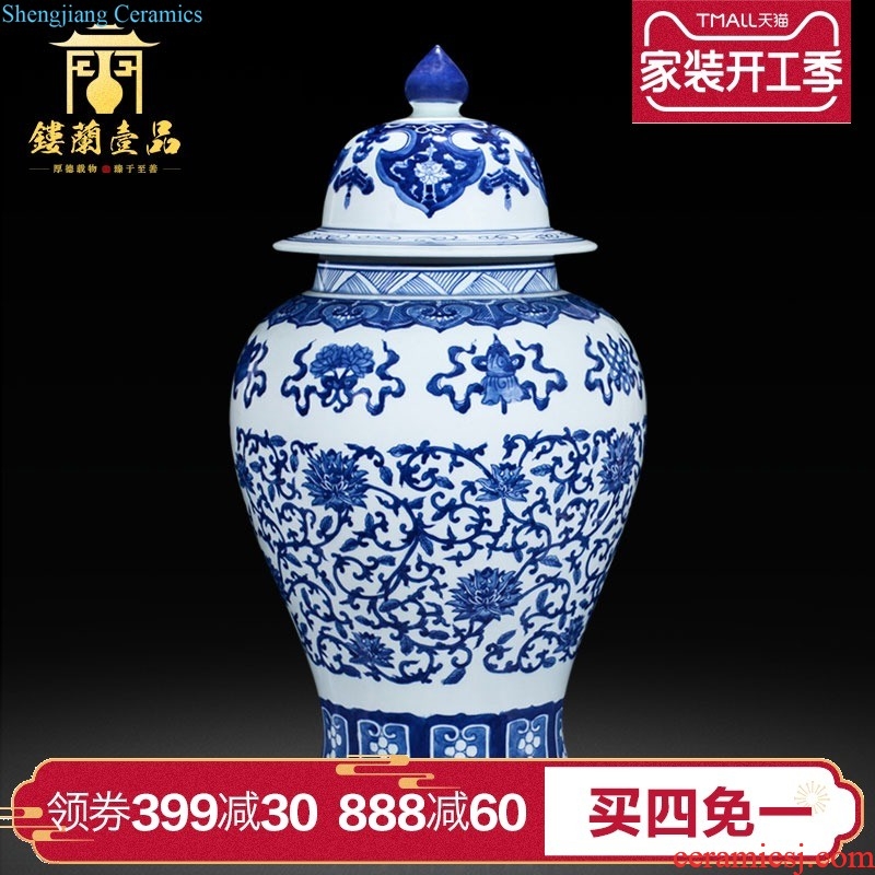 Jingdezhen ceramics archaize qianlong blue-and-white kirin play pearl celestial home furnishing articles collection of large vase