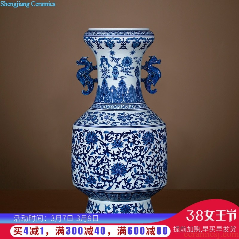 Sz - 035 blue and white porcelain of jingdezhen ceramics jiangnan spring scenery of large vase home sitting room adornment is placed