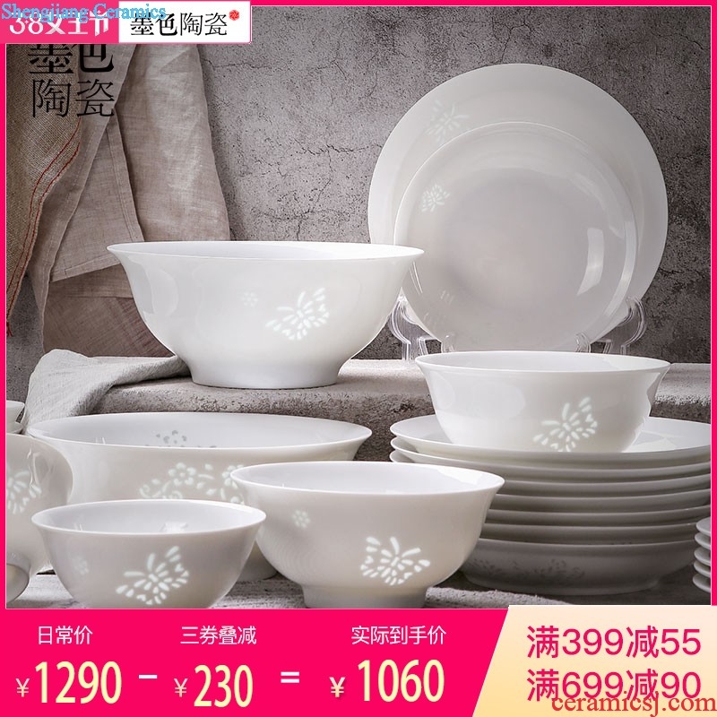 Western modern dishes suit household jingdezhen ceramic tableware suit bone bowls plate combination of gifts wanxian