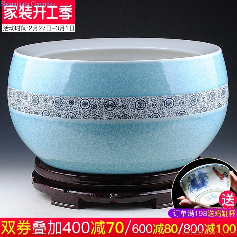 Hong xuan Jingdezhen ceramic aquarium color glaze porcelain Goldfish bowl/water tanks/barrel/books calligraphy and painting decoration