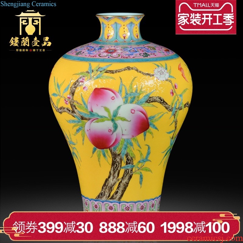 Jingdezhen ceramics imitation qing qianlong pastel chicken ears pipa flower vase sitting room home furnishing articles