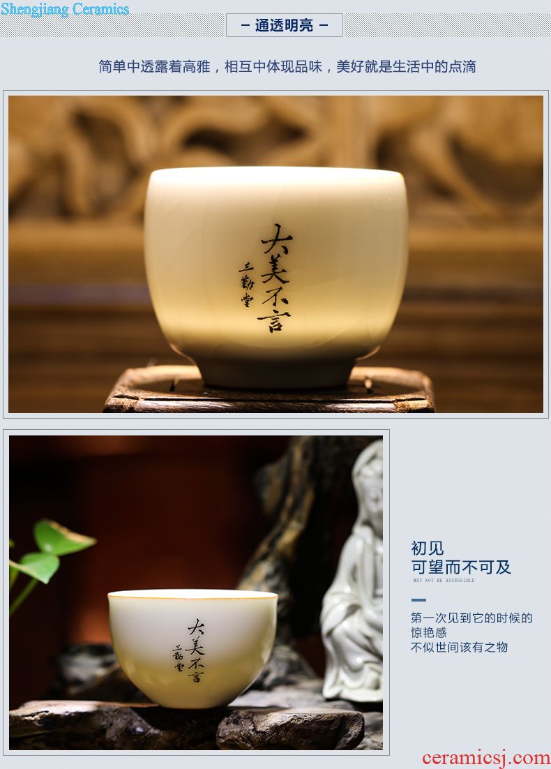 The three regular caddy large persimmon seal pot jingdezhen domestic large deposit S51100 wake receives tea storehouse