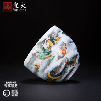 Holy big office cup hand-painted ceramic pastel landscape cover cup comfortable belt filter mug cups of jingdezhen tea service
